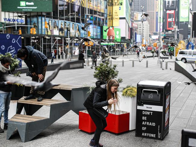 A nearly deserted Times Square. Picture: AP