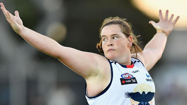 Sarah Perkins was given an AFLW lifeline when she was selected as a free  agent — and she's paying the Crows back in spades