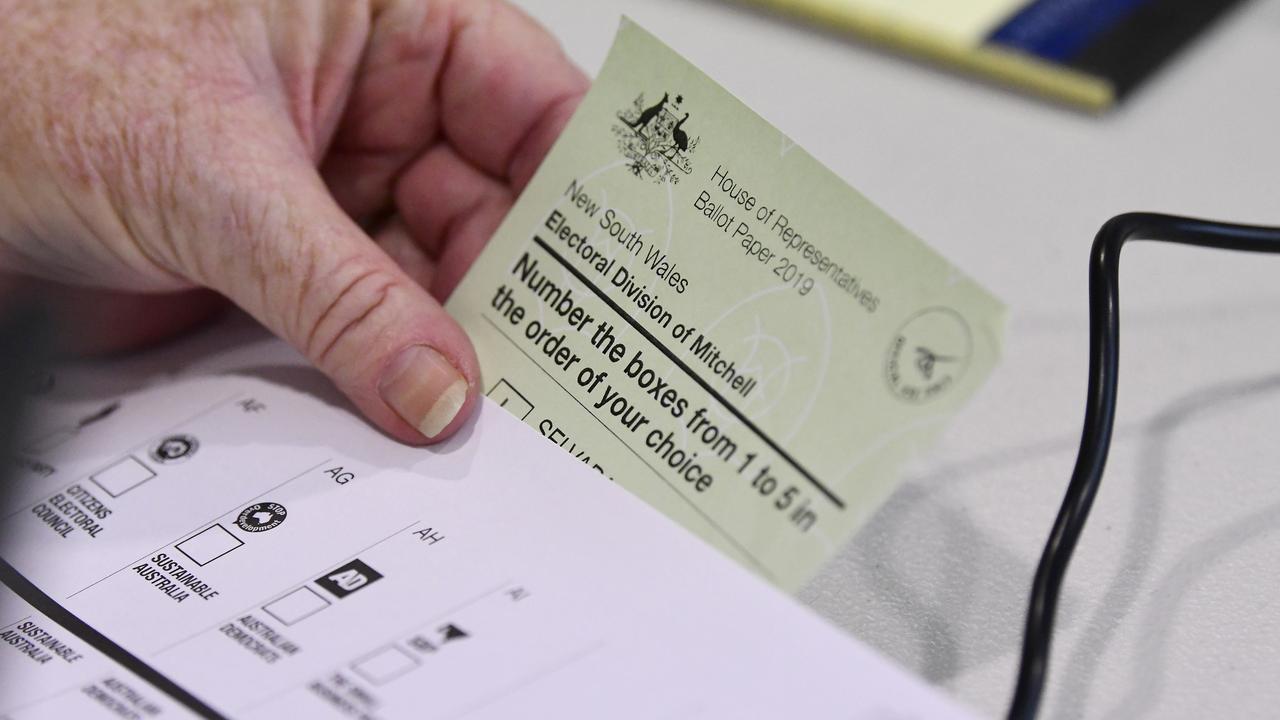 Voters in the 2019 federal election will get two ballot papers: a small green one and a larger white one. These are from the recent NSW state election, but the federal ballot papers look similar. Picture: AAP