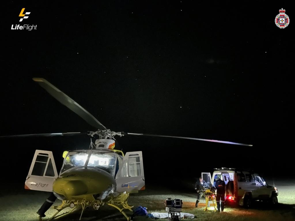 A male rider involved in a trail bike accident was flown to Hervey Bay hospital on Saturday evening. Photo: LifeFlight.