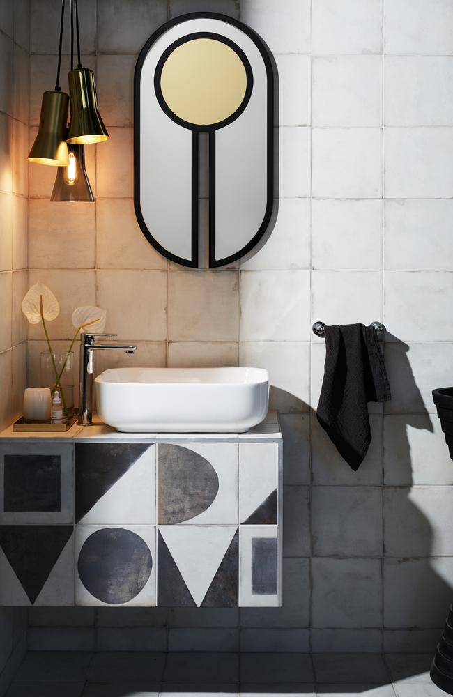 Curves make perfect sense in the bathroom where space is tight. This vanity and hand basin by Caroma uses curves to give a nod to vintage style.