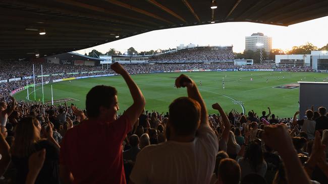 A lockout crowd at Ikon Park watch the opening AFLW clash between Collingwood and Carlton. Picture: Getty Images