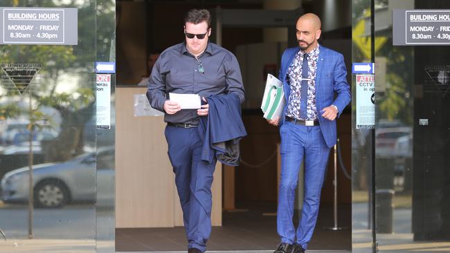 Christopher Edward Hunt (left) and Antonio Abdelshahied, of Moloney MacCallum Abdelshahied Lawyers, outside Southport Court. Picture Glenn Hampson