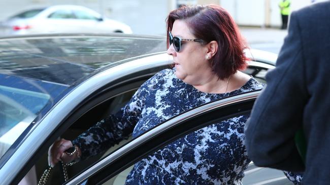 Catherine Jayne Moyse – who is charged with abuse of public office and attempting to obstruct or pervert the course of justice – leaves the Adelaide Magistrates Court. Picture: Tait Schmaal