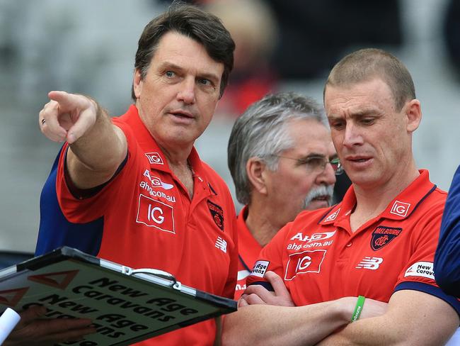 Paul Roos will hand the coaching reigns over to Simon Goodwin with the Demons list in good shape. Picture: Wayne Ludbey