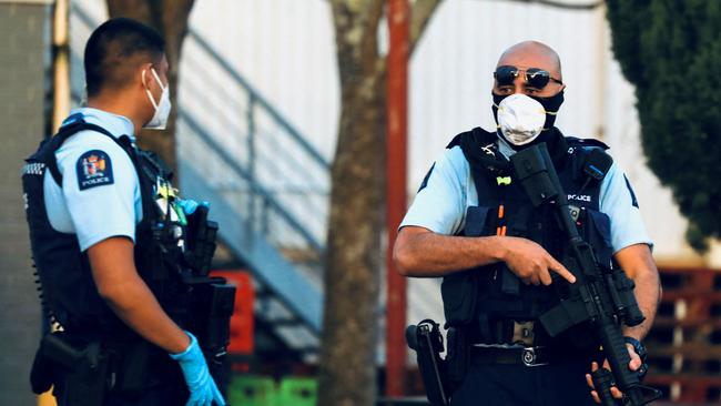 Police guard a supermarket after the Islamic State-inspired attack. Picture: AFP