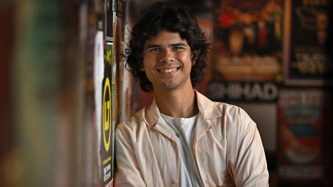 Singer-songwriter Budjerah, ahead of starting his national tour in Brisbane, at The Triffid. Picture: Lyndon Mechielsen