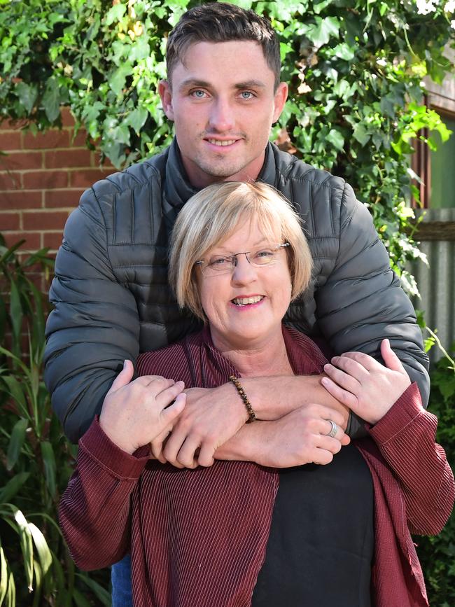 A younger Sam Marles with his mum, Lisa Neville. Picture: Stephen Harman