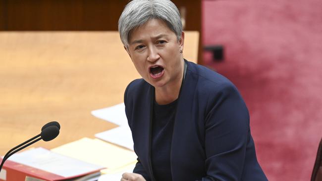 Foreign Minister Penny Wong during question time in the Senate. Picture: Martin Ollman / NewsWire