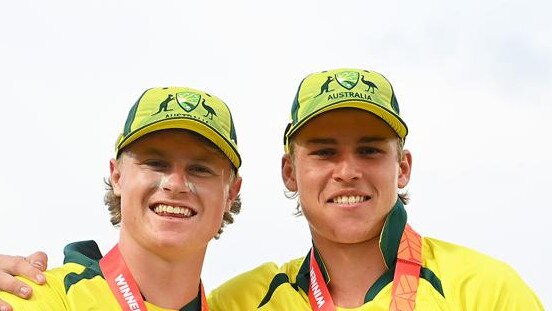 Oliver Peake (left) went from non-travelling emergency to a key part of Australia’s win at the under-19 World Cup.