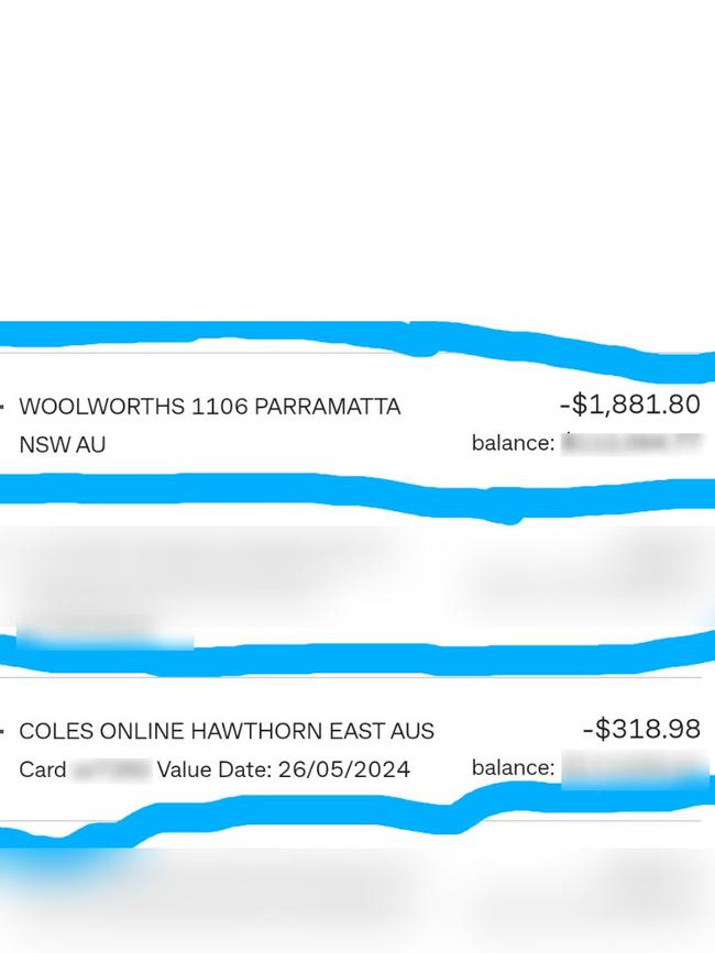 The scammers racked up $1800 from buying gift cards at Woolworths. The same day, they made a large order for a Coles Melbourne branch.