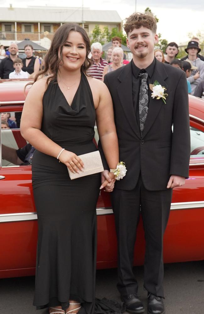 Emily Campbell-Slatter and Khael arriving at the 2023 Kingaroy State High School formal.