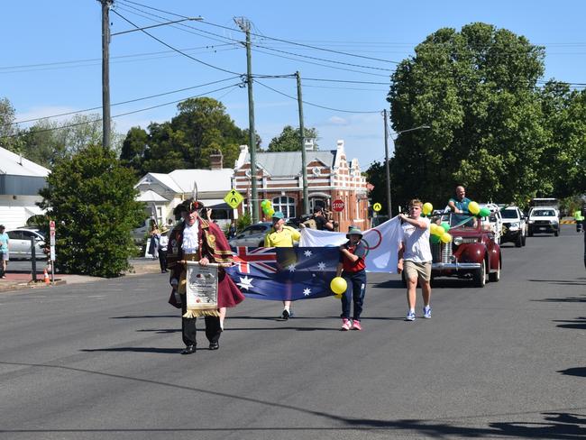 Homecoming for Olympian Matt Denny, ushered through the main street by the Southern Downs crier (Photo: NRM)