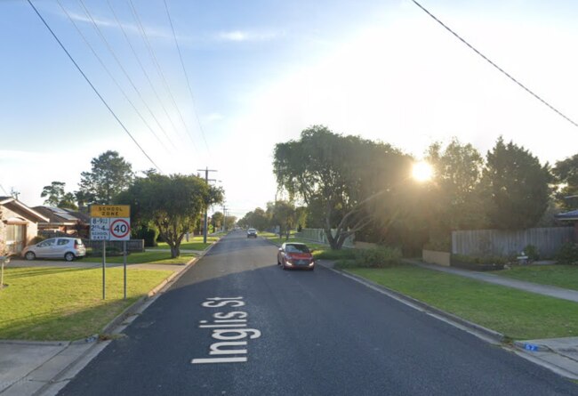 Emergency services were called to the scene on Inglis St in Sale at 2.40pm on Sunday where a car crashed into a tree. Picture: Google Maps