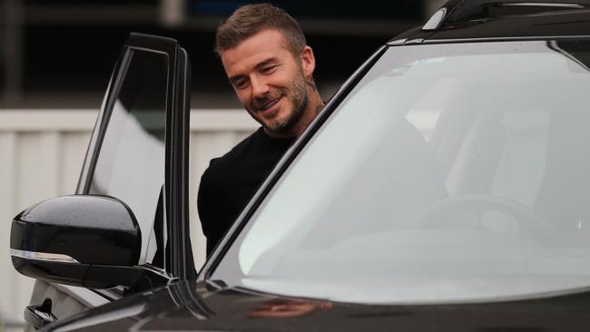 David Beckham drove out of the airport himself. Picture: David Swift.