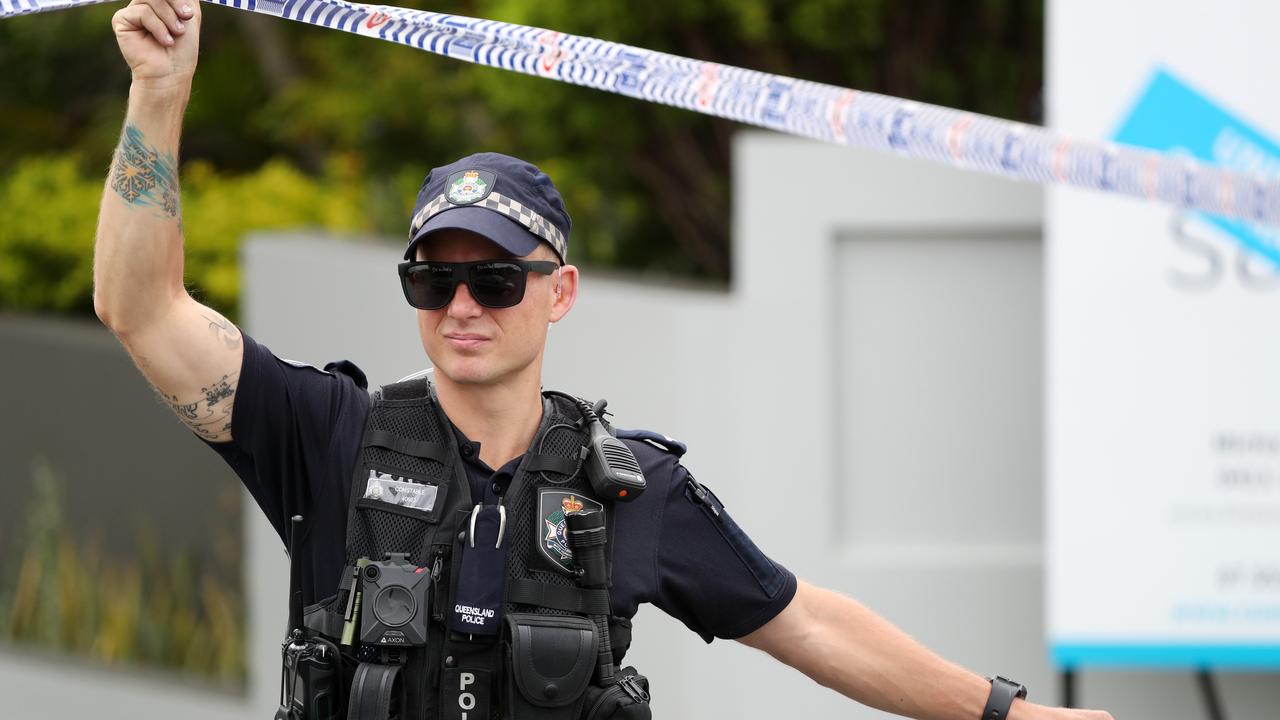 Police at the scene of Mr Ward’s death. Picture: Nigel Hallett