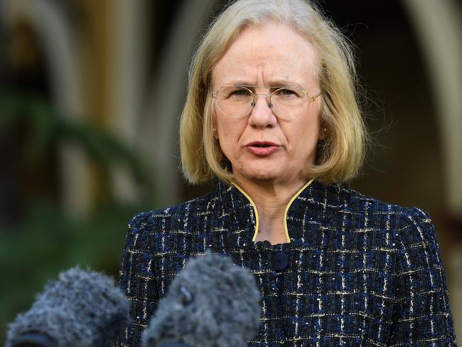 Queensland Chief Health Officer Jeannette Young speaks during a press conference at Parliament House in Brisbane, Tuesday, May 5, 2020. Five new cases of COVID-19 have been detected in Queensland overnight. (AAP Image/Dan Peled) NO ARCHIVING