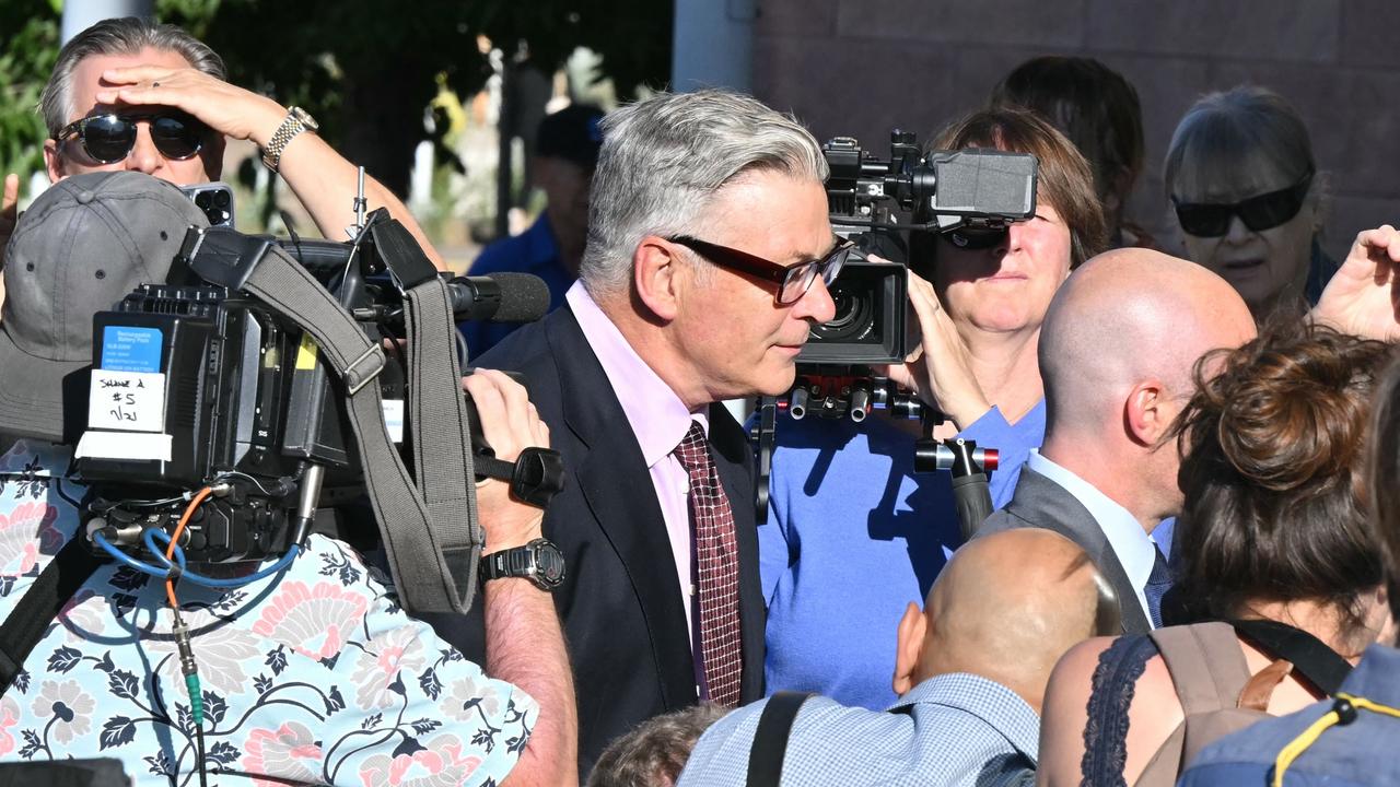 Baldwin was silent as he arrived ahead of opening statements. Picture: Frederic J. Brown / AFP