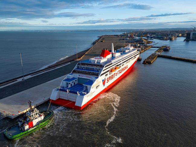 Alamy Live News. 2YRB7A1 Leith, Edinburgh, Scotland, UK.  3rd December, 2024.  The newly built Spirit of Tasmania IV passenger ferry arrives at Port of Leith to be. Mothballed for up to two years. The 212m-long dual-fuel  ferry will be stored at Port of Leith because it is too large to fit the existing berths in the Australian city of Devonport. It was moved from it?s shipyard in Finland because of winter pack ice. The controversy has been politicians resign and is being called the biggest State scandal in a decade.  Iain Masterton/Alamy Live News This is an Alamy Live News image and may not be part of your current Alamy deal . If you are unsure, please contact our sales team to check.