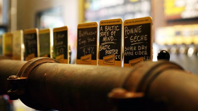 Some of the beers on tap at Wayward Brewing Co in Camperdown.