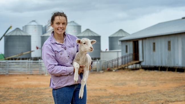 Sammy Mitchell is a young grain grower and sheep farmer who has slowly taken over the family farm at Watchupga from her father. Picture: Zoe Phillips