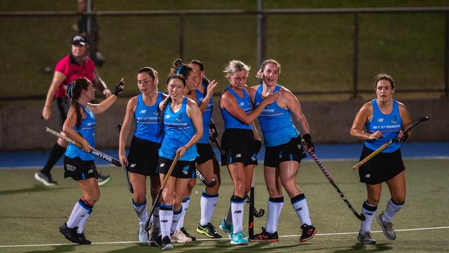 The first Festival of Hockey match between the Territory Stingers and Brisbane Blaze. Picture: Pema Tamang Pakhrin