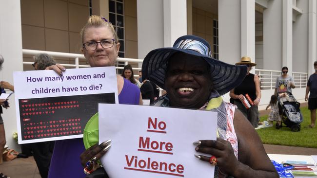 Crystal Love at the Darwin No More Violence rally at Parliament House, 2024. Picture: Sierra Haigh