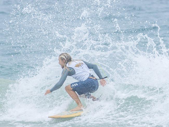 Early Saturday heats of The Burleigh Heads Boardriders Single Fin Festival. Picture: Glenn Campbell