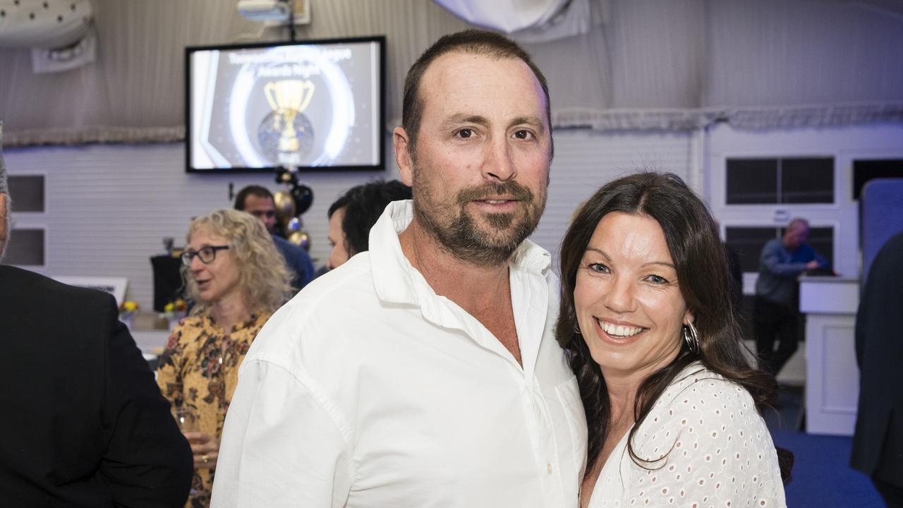 Steve and Sally Haywood support Highfields at the TRL awards night at Clifford Park Racecourse, Friday, September 8, 2023. Picture: Kevin Farmer