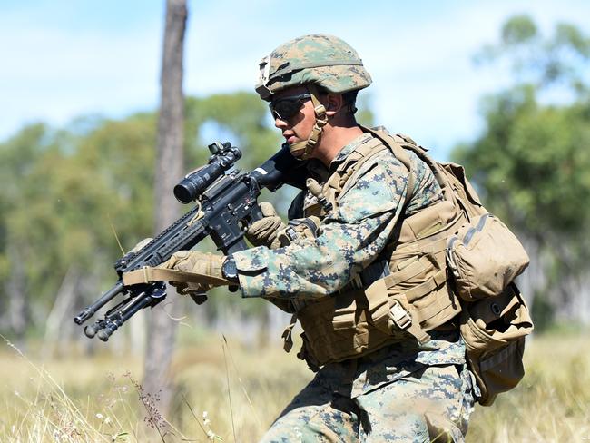 US Marines 2nd Battlation training during an exercise in Australia. Picture: Alix Sweeney