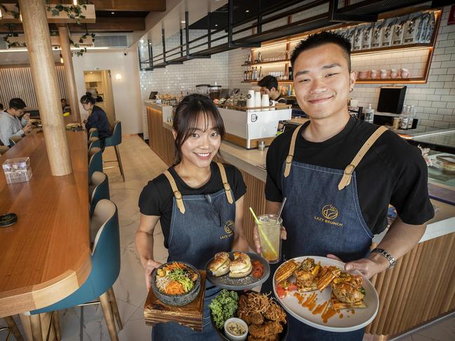 Lazy Brunch’s Sharon Lam and her brother Michael in the stylish, spacious, new North Hobart cafe. Picture: Chris Kidd