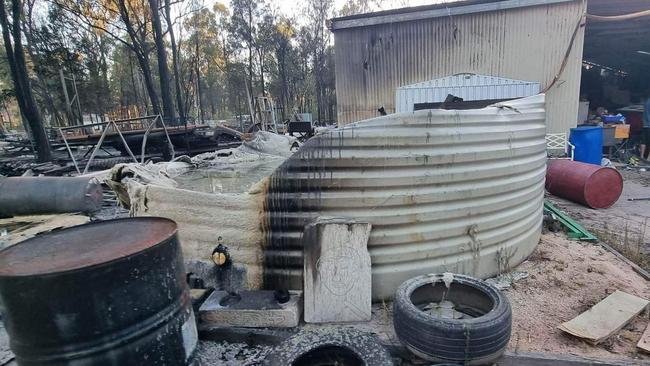 The Bishop property on Charles Dr, Tara following the devastating fire Bushfire on February 14 2023. Picture: Contributed