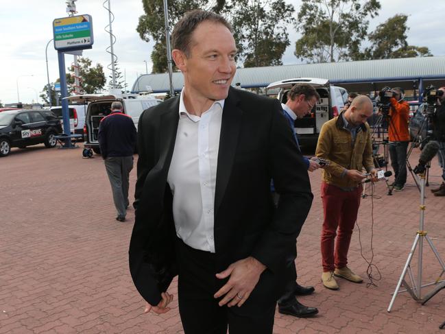 18/09/14 Sacked Adelaide Crows coach Brenton Sanderson press conference at AAMI Stadium. photo Calum Robertson