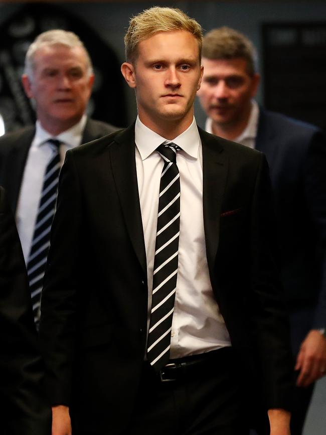 Jaidyn Stephenson fronts the press after his ban. Picture: Getty Images