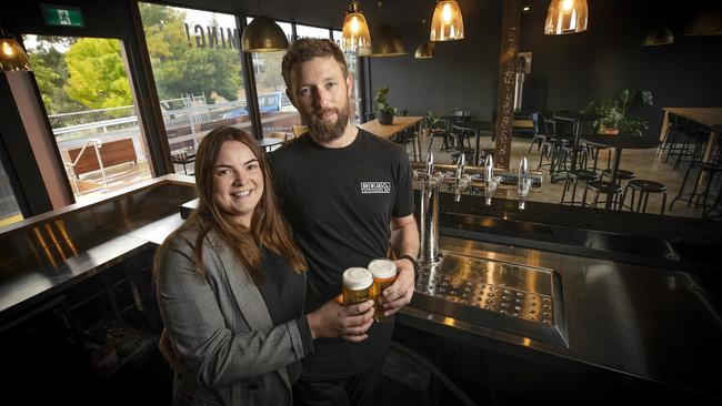 Brewlab owners Lesley Van Tuil and Dave Lawrence at Derwent Park. Picture: Chris Kidd