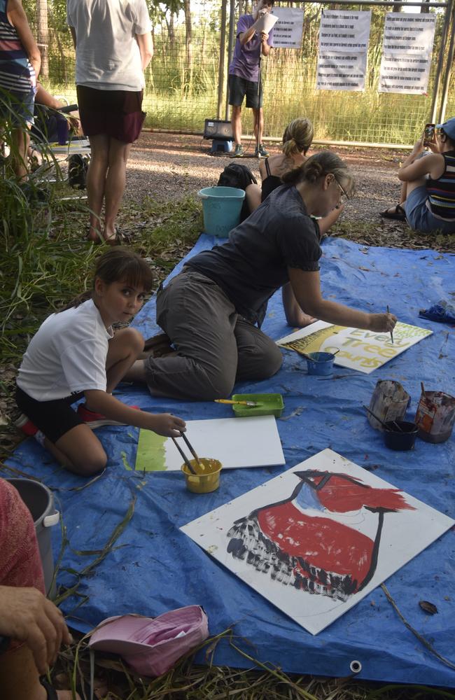 Around 200 Top End protesters met at the Lee Point development site on Sunday, April 7. Picture: Zizi Averill