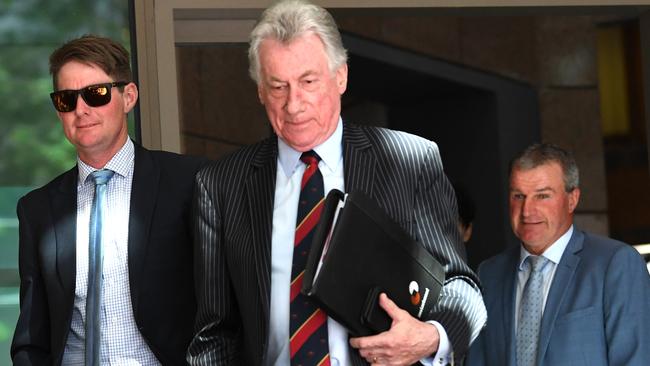 Jarrod McLean (left) and Darren Weir (right) leave the Melbourne Magistrates Court. Picture: AAP