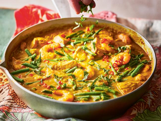 EMBARGO FOR TWAM, 31 MAY 2025. FEE MAY APPLY. Goan chicken and prawn satay from Bindas by Mehak Kansal, photography by Sam Folan. Murdoch Books RRP $39.99.