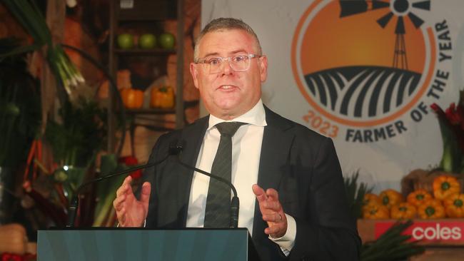 Federal Agriculture Minister Murray Watt addresses the audience before announcing the overall winner. Picture: Yuri Kouzmin