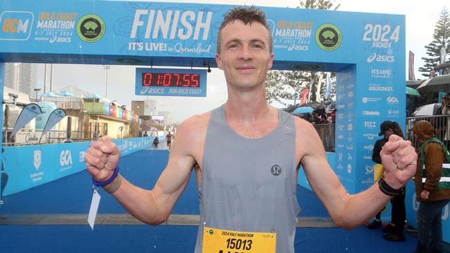 Gold Coast Marathon. Half Marathon. Photo of winner Andy Buchanan. 6 July 2024 Southport Picture by Richard Gosling