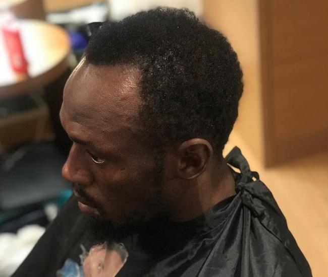 Usain Bolt before his latest hair cut at HD Cutz in London. Picture: Facebook