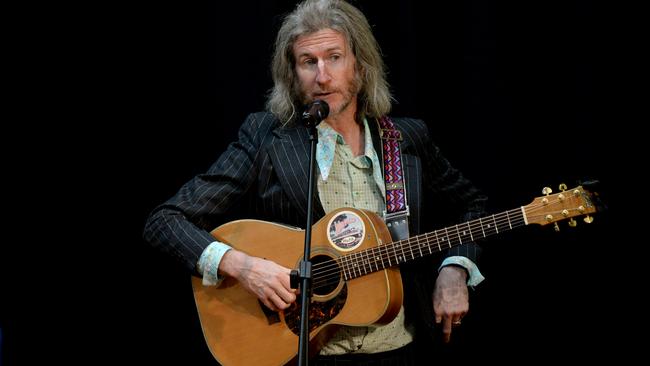 Musician and close personal friend of Ms Garrett, Tim Rogers, performed at the service. Picture: Andrew Henshaw