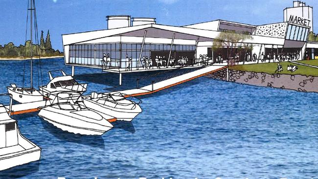 Artist impressions of a proposed ferry terminal.