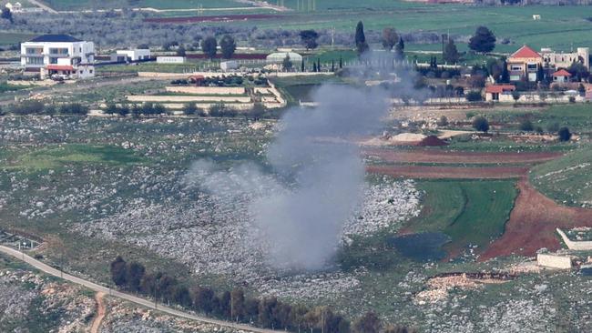 Smoke billows from the site of Israeli artillery shelling that targeted the area of the southern Lebanese village of Yohmor on March 22. Picture: Rabih Daher AFP