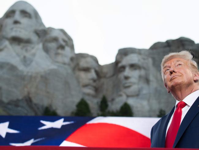 Donald Trump adds his visage to Mr Rushmore. Picture: AFP