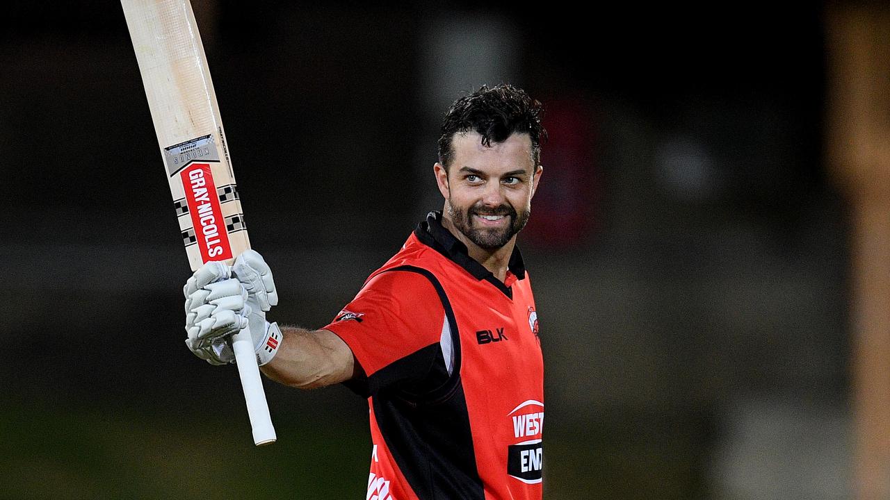 Callum Ferguson of the Redbacks gestures after scoring his century.