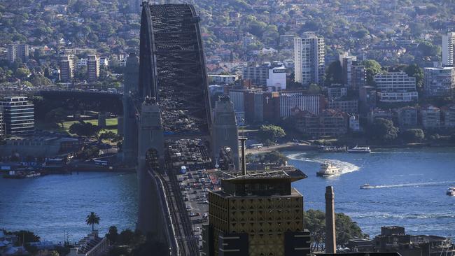 View of Sydney Harbour from the top of Tower 2 in Barangaroo. Picture: Dylan Robinson