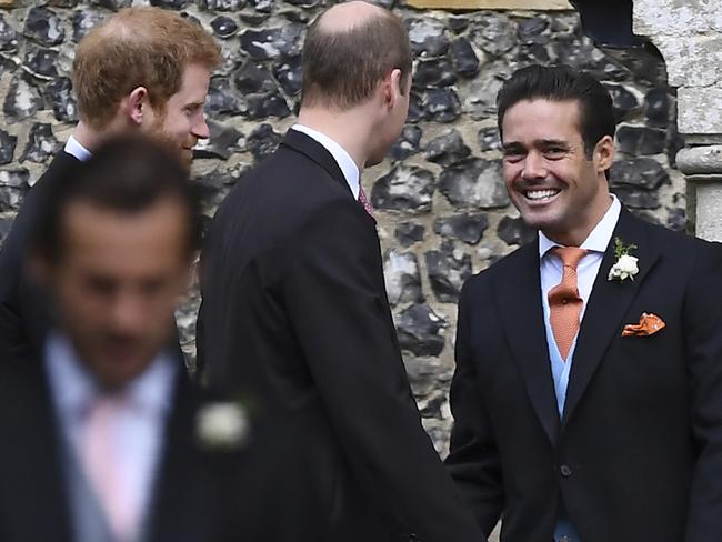 Spencer Matthews, right, became part of Johannsen’s best man speech. Picture: Justin Tallis