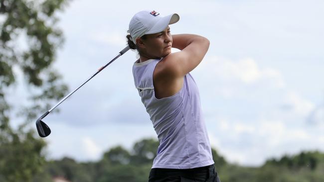 Ash Barty plays golf off a three handicap at Brookwater Club in Queeensland. Picture: Kirsty Wrice, Golf Australia