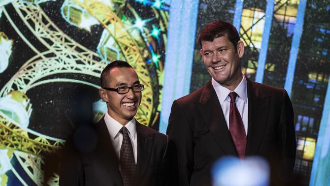 Lawrence Ho and James Packer in 2015. Picture: Bloomberg
